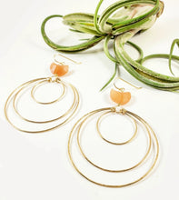 Load image into Gallery viewer, Crescent Moon Peach Moonstone Gemstone Hoop earrings - Shay D. Design