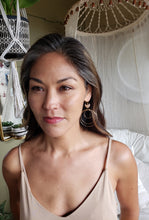 Load image into Gallery viewer, Crescent Moon Peach Moonstone Gemstone Hoop earrings - Shay D. Design