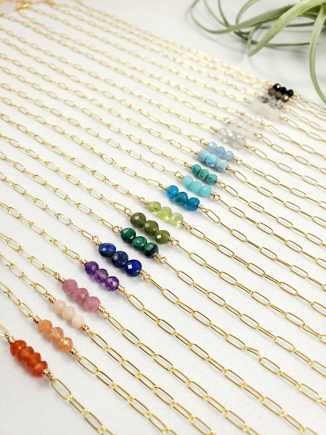 Paperclip chain necklace Gold fill necklace Layering necklaces Gemstone necklace - Shay D. Design