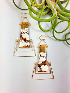 Wild Horse Jasper Gemstones Gold Double framed Earrings - ShayD Design