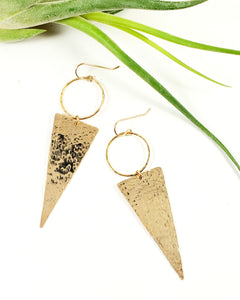 Gold Triangle Earrings earrings 14k gold-filled Hammered Gold Earrings- Shay D. Design